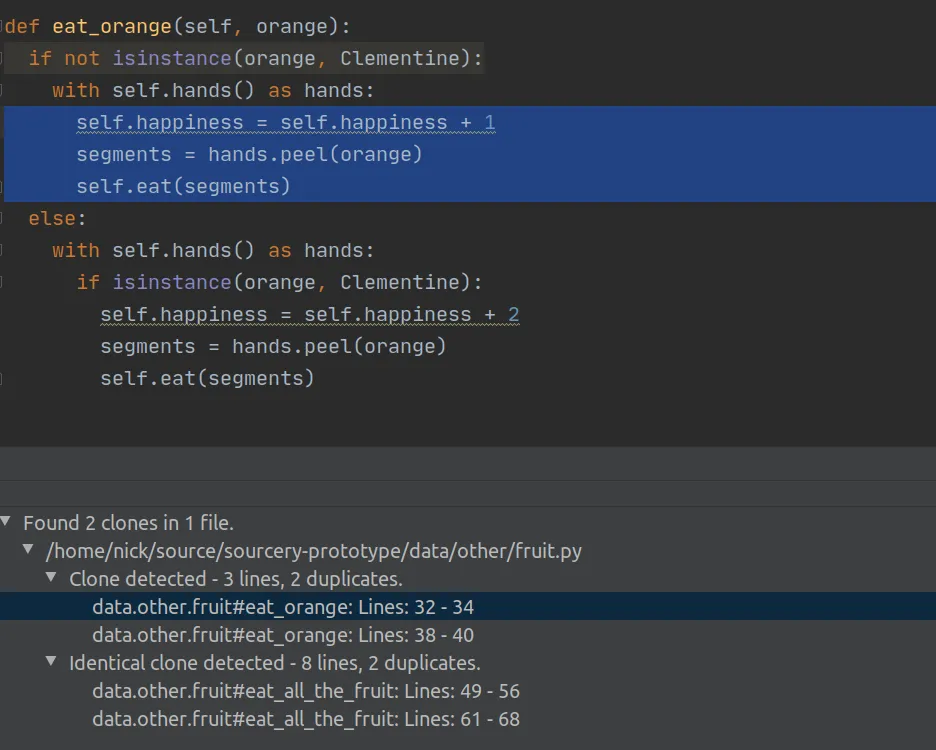 Scan for duplicate code in PyCharm Duplicate code detection