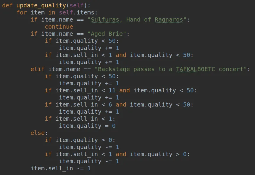 Gilded Rose refactored by Sourcery