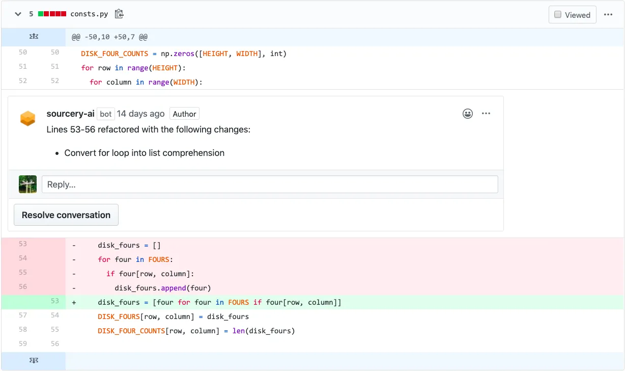 Starbot refactoring GitHub diff