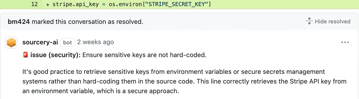 A sneaky praise comment