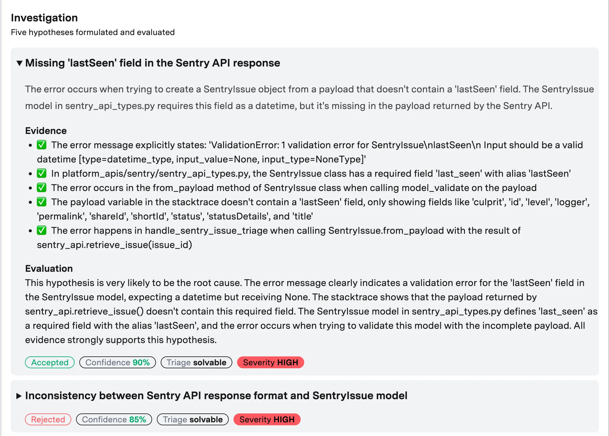Sentinel investigating an issue