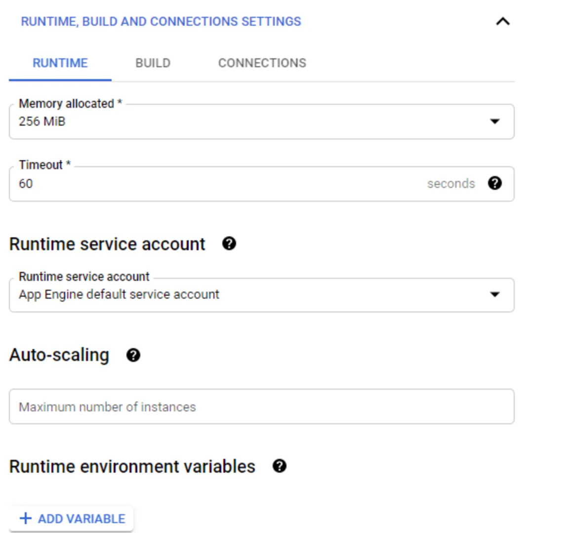 Function Runtime Settings