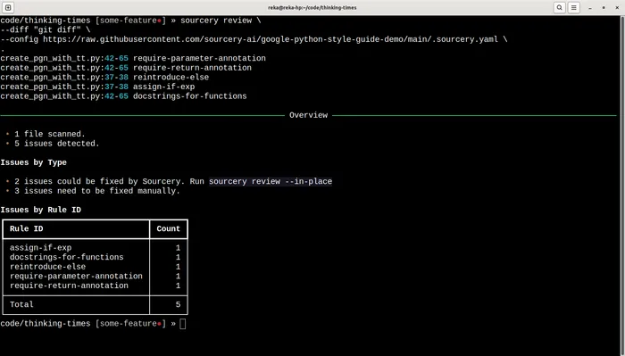 Google Python Style Guide in Sourcery