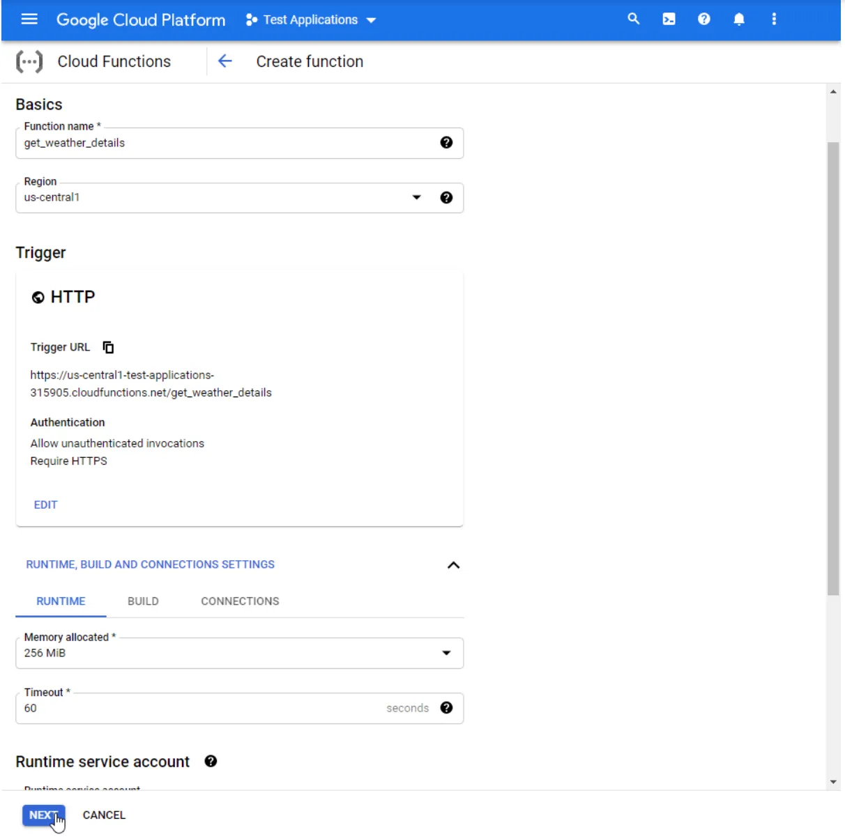 Completed Function Menu