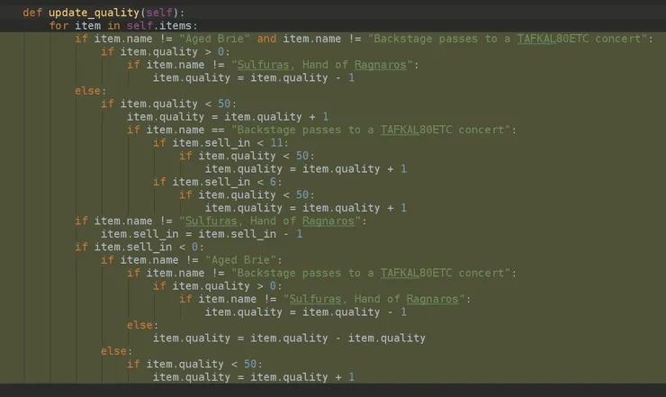 Refactoring Gilded Rose with Sourcery