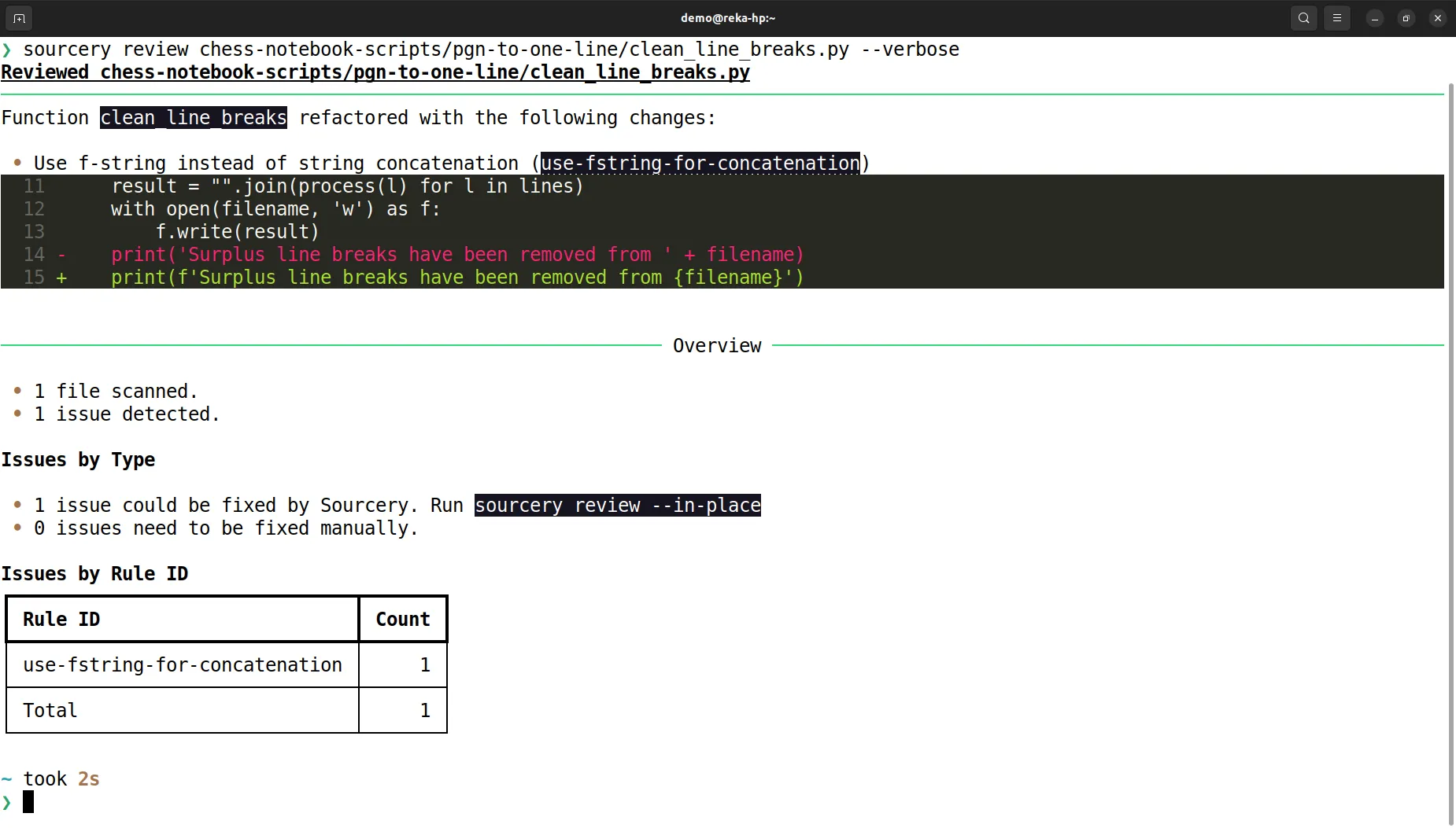 sourcery review verbose light theme
